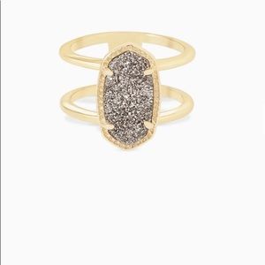KENDRA SCOTT ELYSE GOLD RING IN PLATINUM DRUZY